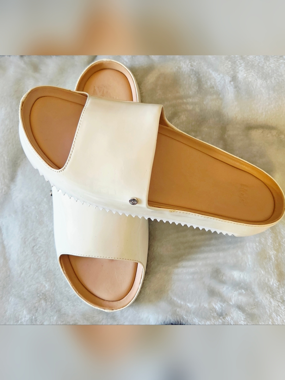 UGG Cream Slide Sandals with Notched Sole